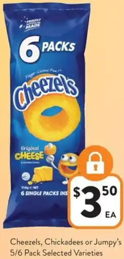 Foodworks Cheezels, Chickadees or Jumpy's offer