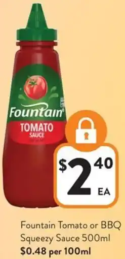Foodworks Fountain Tomato or BBQ Squeezy Sauce offer