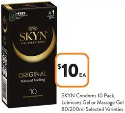 Foodworks SKYN Condoms Lubricant Gel or Massage Gel offer