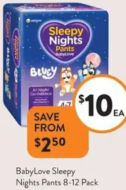 Foodworks BabyLove Sleepy Nights Pants offer