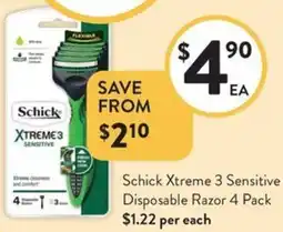 Foodworks Schick Xtreme 3 Sensitive Disposable Razor offer