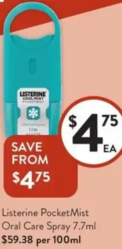 Foodworks Listerine Pocket Mist Oral Care Spray offer