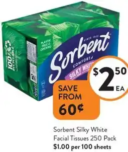 Foodworks Sorbent Silky White Facial Tissues offer