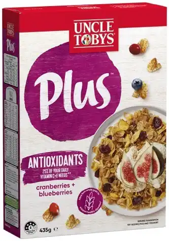 IGA Uncle Tobys Plus 410‑435g Selected Varieties offer