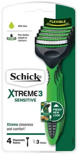 IGA Schick Xtreme 3 Sensitive Men’s Disposable Razors 4 Pack offer