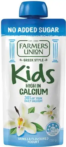IGA Farmers Union Greek Style Kids Yogurt 130g Selected Varieties offer