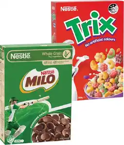IGA NestlĂ© Milo Cereal 330â350g or Trix Cereal 310g Selected Varieties offer