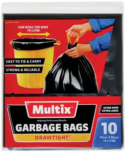 IGA Multix Garbage Bags Drawtight Extra Wide & Extra Large 10 Pack offer