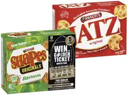 IGA Arnott’s Shapes 130‑190g, Jatz 170‑225g, Clix or Salada 250g Selected Varieties offer