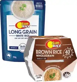 IGA SunRice 90 Seconds Microwave Rice Pouch 250g or 40 Seconds Rice Cup 2 Pack Selected Varieties offer