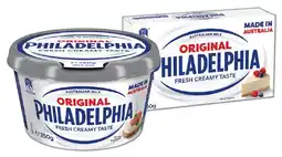 IGA Philadelphia Cream Cheese Spreadable Tub or Block 250g Selected Varieties offer