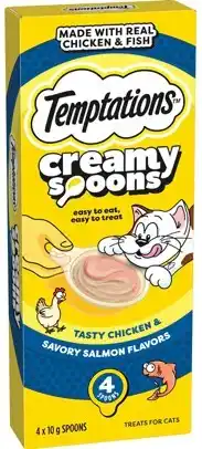 IGA Temptations Creamy Spoons Cat Treats 4x10g Selected Varieties offer