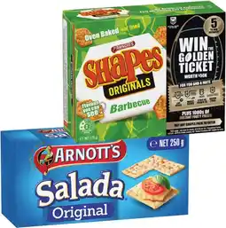 IGA Arnott’s Salada Crackers 250g or Shapes 130‑190g Selected Varieties offer