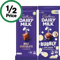 Woolworths Cadbury Dairy Milk, Bubbly or Marvellous Creations Blocks 150-190g offer