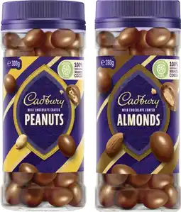 Coles Cadbury Chocolate Coated Fruit or Nut Jar 270g-340g offer