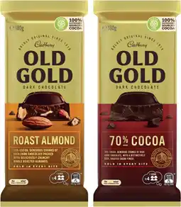 Coles Cadbury Old Gold Block Chocolate 170g-180g offer