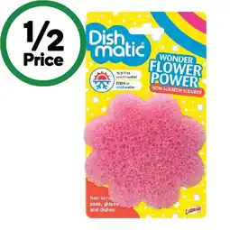 Woolworths Dishmatic Essentials Flower Power Scrub Scourer Pk 1 offer