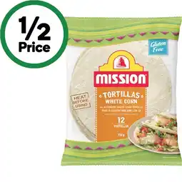 Woolworths Mission White Corn Tortillas 312g Pk 12 offer