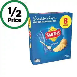 Woolworths Smith's Potato Chips Snacktime Faves Multipack 152g Pk 8 offer