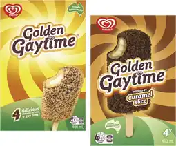 Coles Streets Golden Gaytime Sticks 4 Pack 400mL offer