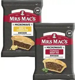 Coles Mrs Mac’s Microwaveable Pie 175g offer