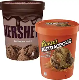 Coles Hershey's or Reese's Ice Cream Tub 1 Litre offer