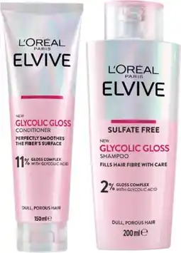 Coles L'Oréal Elvive Glycolic Gloss Shampoo 200mL or Conditioner 150mL offer
