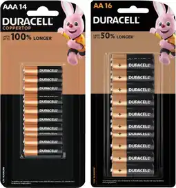 Coles Duracell Coppertop Batteries AA 16 Pack or AAA 14 Pack offer