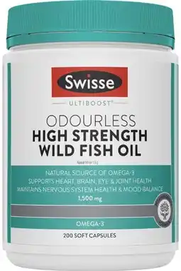 Coles Swisse Ultiboost Odourless High Strength Wild Fish Oil Capsules 200 Pack^ offer