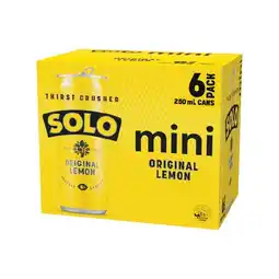 Woolworths Pepsi, Solo, Sunkist or Schweppes Soft Drink Varieties 6 x 250ml offer