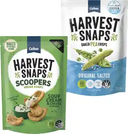 Coles Harvest Snaps Pea Crisps 120g or Scoopers 90g offer