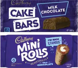 Coles Cadbury Cake Bars or Mini Rolls 105g-125g offer