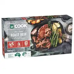 Woolworths Woolworths COOK Slow Cooked Roast Beef in Savoury Sauce 650g offer