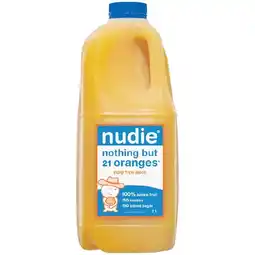 Woolworths Nudie Nothing but Oranges Pulp Free Juice 2 Litre offer