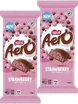 Coles NEW Nestlé Aero Strawberry Block Chocolate 118g offer
