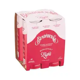 Woolworths Bundaberg Refreshingly Light Sparkling Drink 4 x 250ml offer