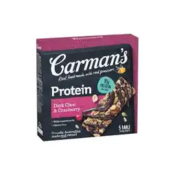 Woolworths Carman’s Protein Bars 150-200g Pk 5 offer