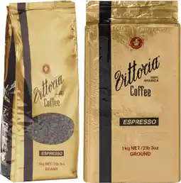 Coles Vittoria Espresso Coffee Beans or Ground 1kg offer