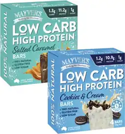 Coles Mayver's Low Carb High Protein Bars 4 Pack 128g offer