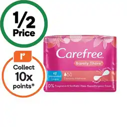 Woolworths Carefree Barely There Unscented Liners Pk 42 offer