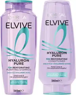 Coles NEW L'Oréal Elvive Hyaluron Pure Shampoo or Conditioner 340mL offer