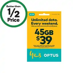 Woolworths Optus $39 SIM Starter Kit§ offer