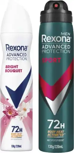 Coles Rexona Advanced Protection 72hr Antiperspirant Aerosol Deodorant 220mL offer