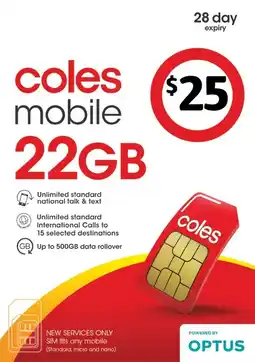 Coles Coles Mobile $25 Prepaid SIM offer