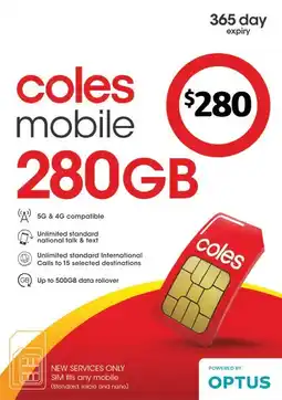 Coles Coles Mobile $280 Prepaid SIM offer