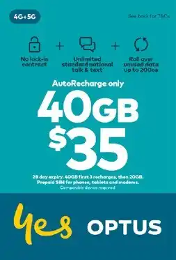 Coles Optus $35 AutoRecharge only Prepaid SIM Starter Kit offer