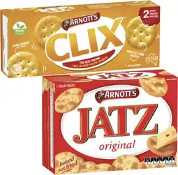 Coles Arnott's Jatz or Clix Crackers 225g-250g offer