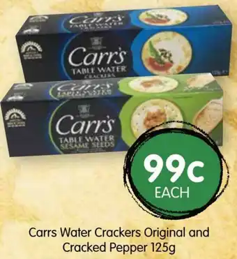 Spudshed Carrs Water Crackers Original And Cracked Pepper 125g offer