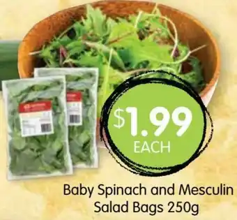 Spudshed Baby Spinach And Mesculin Salad Bags 250g offer