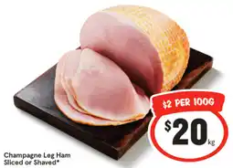 IGA Champagne Leg Ham Sliced or Shaved offer